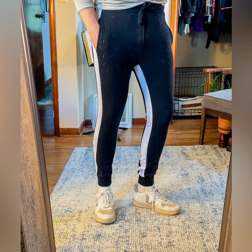 Black Zara Joggers with White Accents